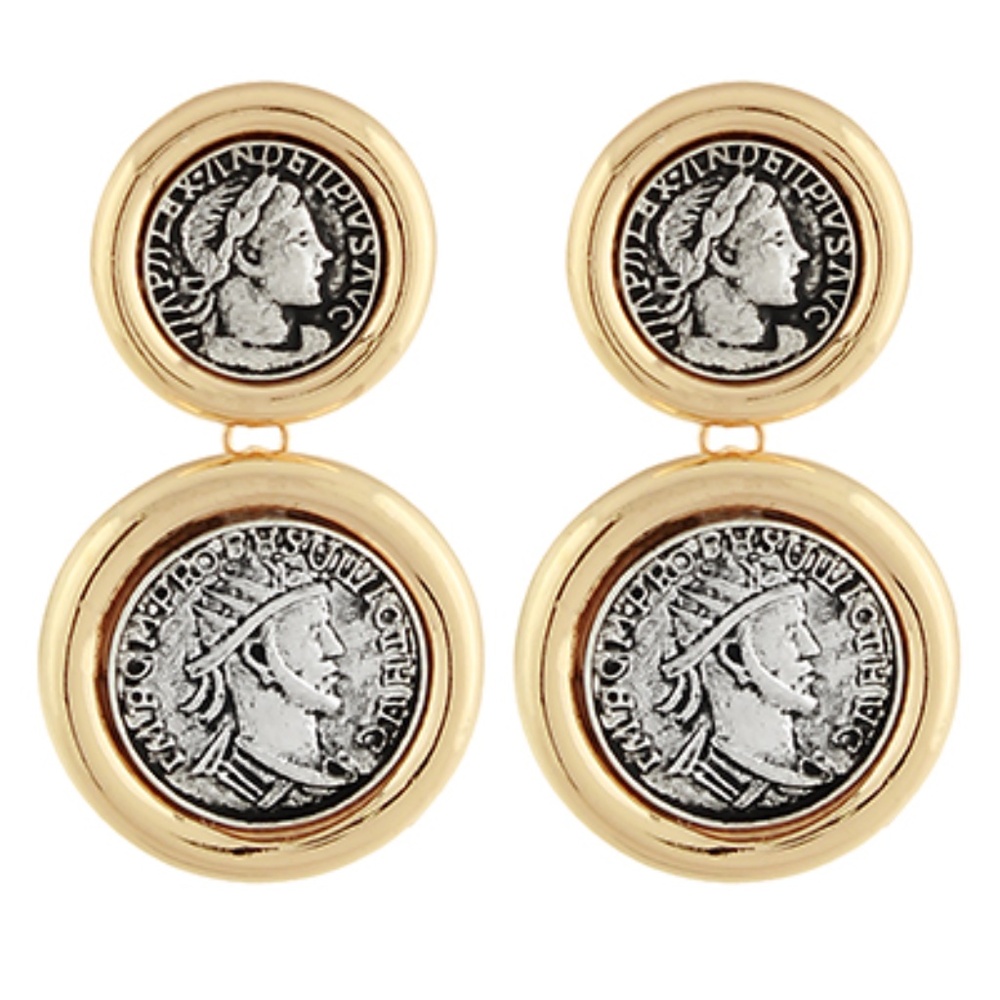 Linked Coin Dangle Earrings